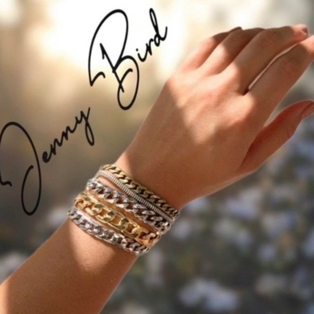 Jenny Bird AUSTIN Cuff Bracelet Mixed Metal Stacked Layered Chain FabFitFun $135